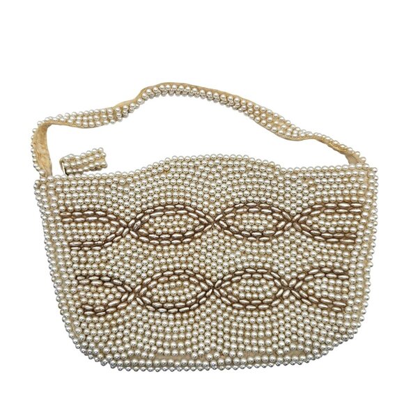 Vintage La Regale Pearl Beaded Mini Purse Japan Evening Bag Wedding - Picture 1 of 14